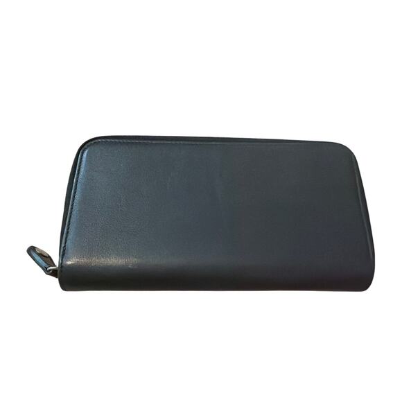 Coach Black Leather Envelope Slim Skinny Flap Continental Snap Wallet Clutch - Picture 2 of 9